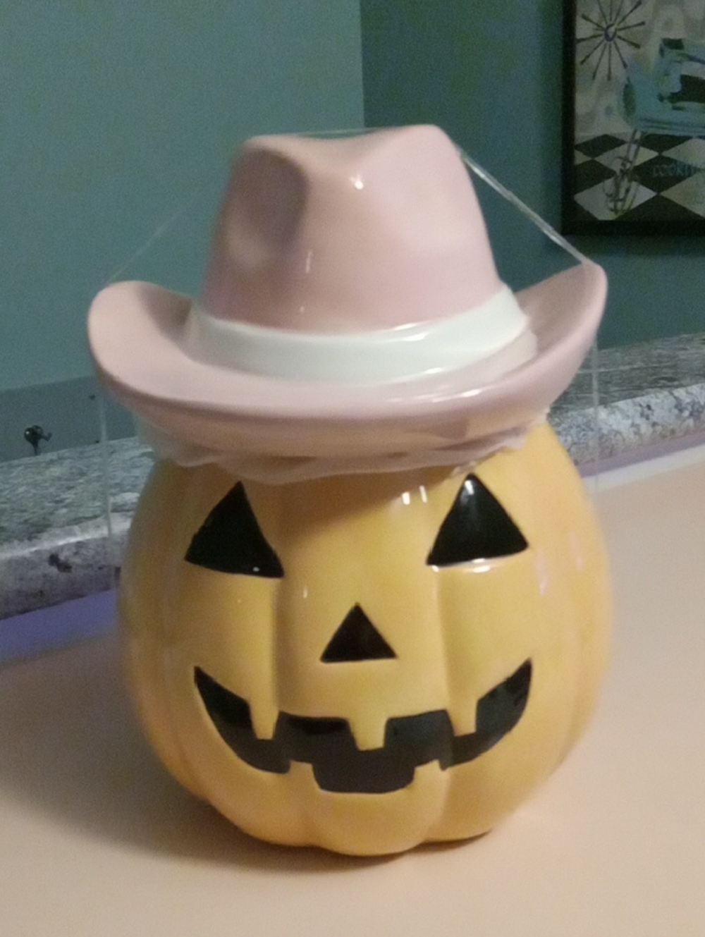 Halloween Cowgirl Pumpkin Cookie Jar New